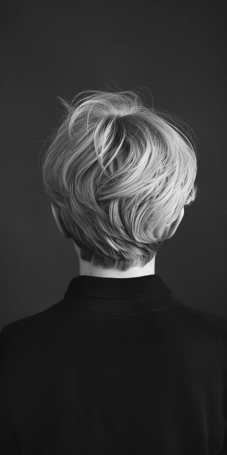 short blonde hairstyles Asymmetric cut, Chignon, Short brush Finger wave, Bob cut