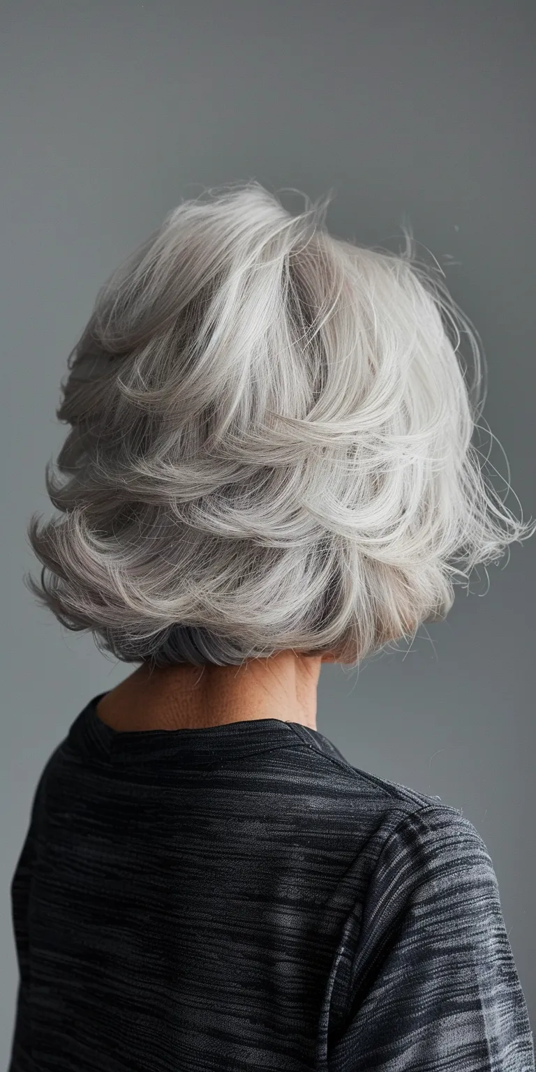 hair styles for women over 60 Asymmetric cut, Layered hair, Feathered Updo, Finger wave