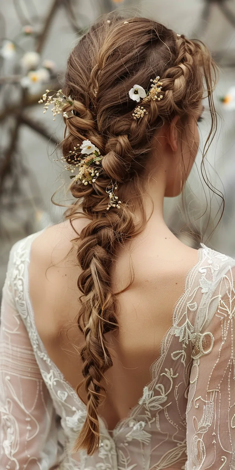 long hair wedding styles Boho braids, Waterfall Braid, French braid, Milkmaid braid