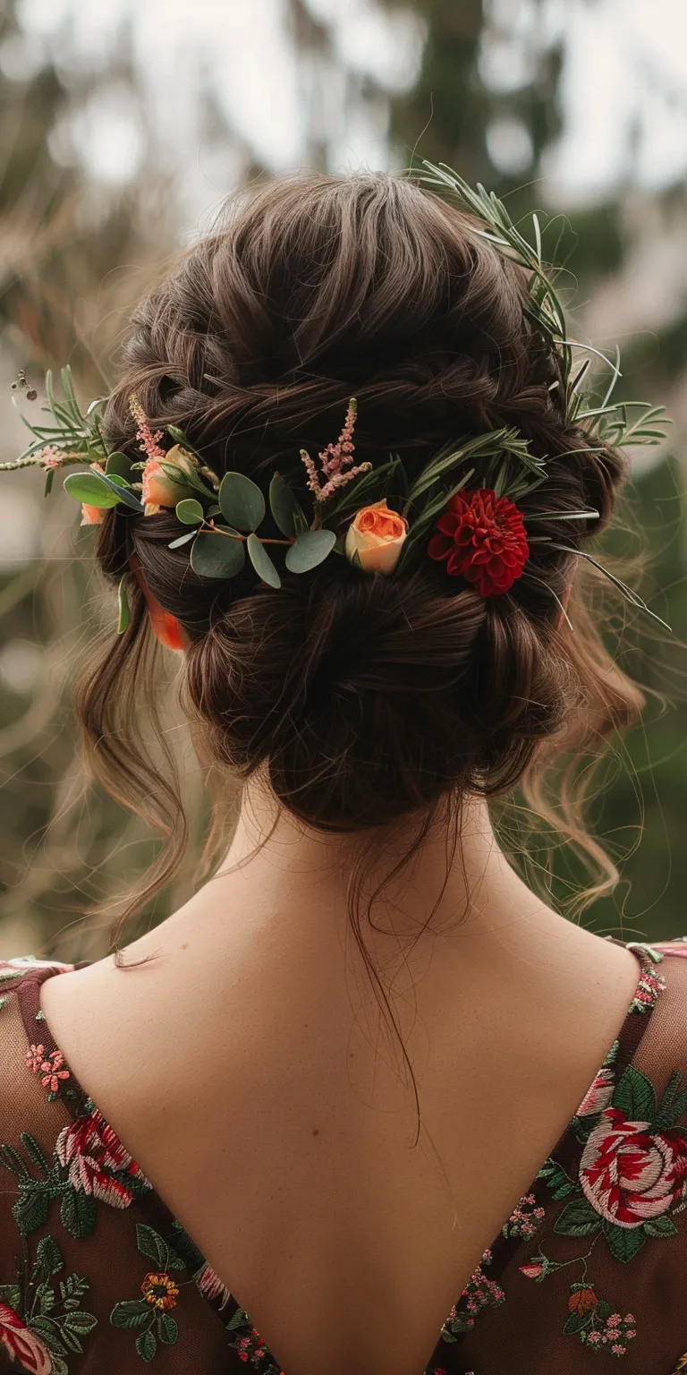 wedding hairstyles for bridesmaids Updo, Milkmaid braid, Boho braids, Chignon, Japanese women's