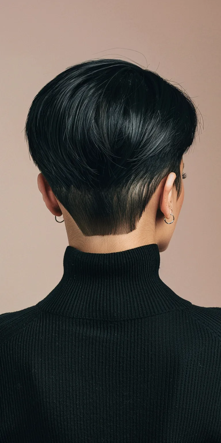 black short haircuts Asymmetric cut, Pompadour, Short brush Tonsure, French twist