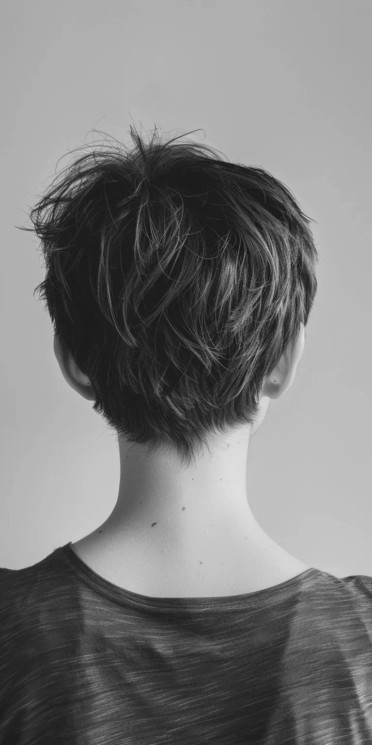 short layered hairstyles Asymmetric cut, Short brush Pixie Butterfly haircut, Tonsure