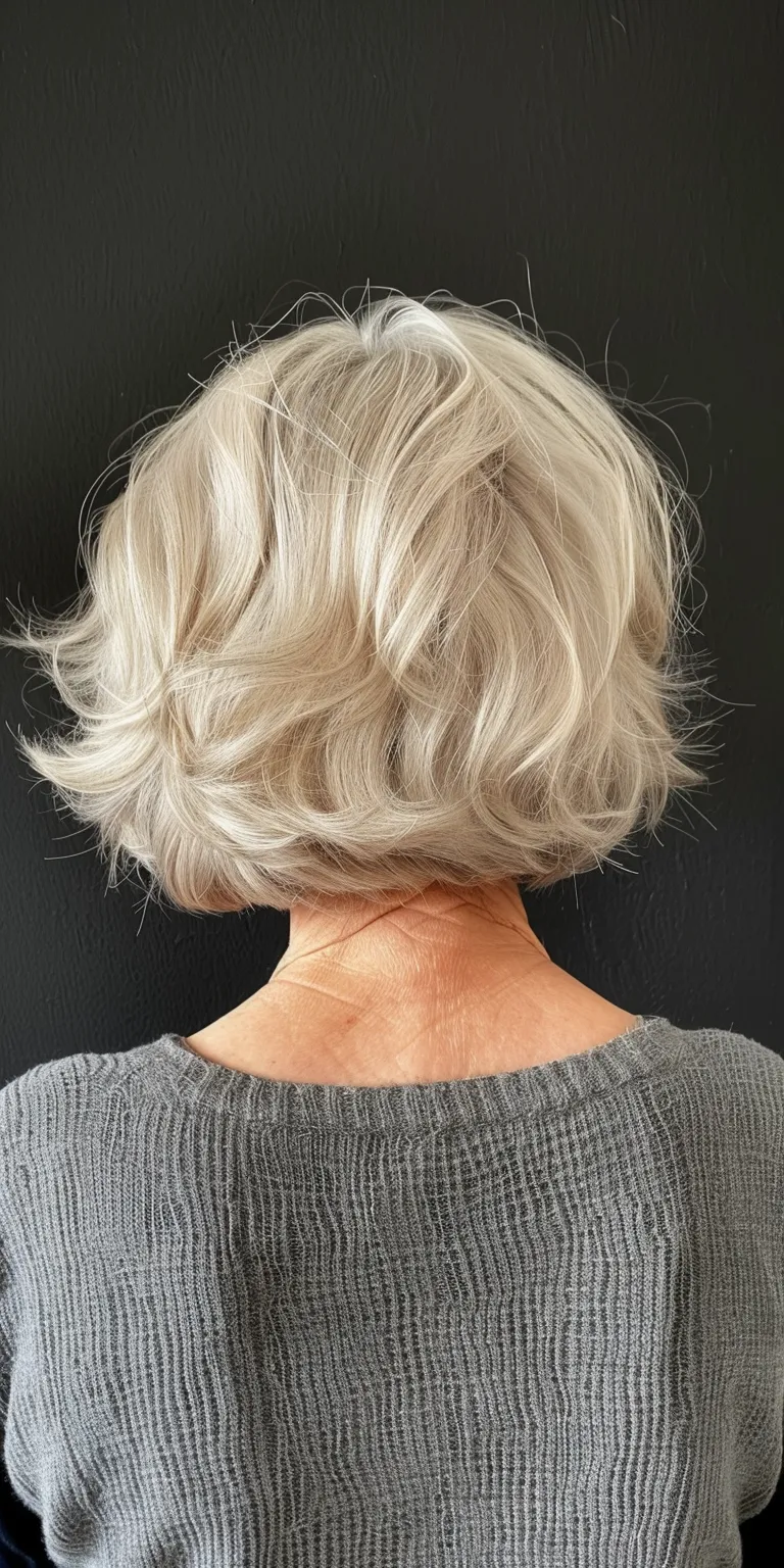 hair style for ladies Asymmetric cut, Digital perm, Short brush Layered hair, Chignon