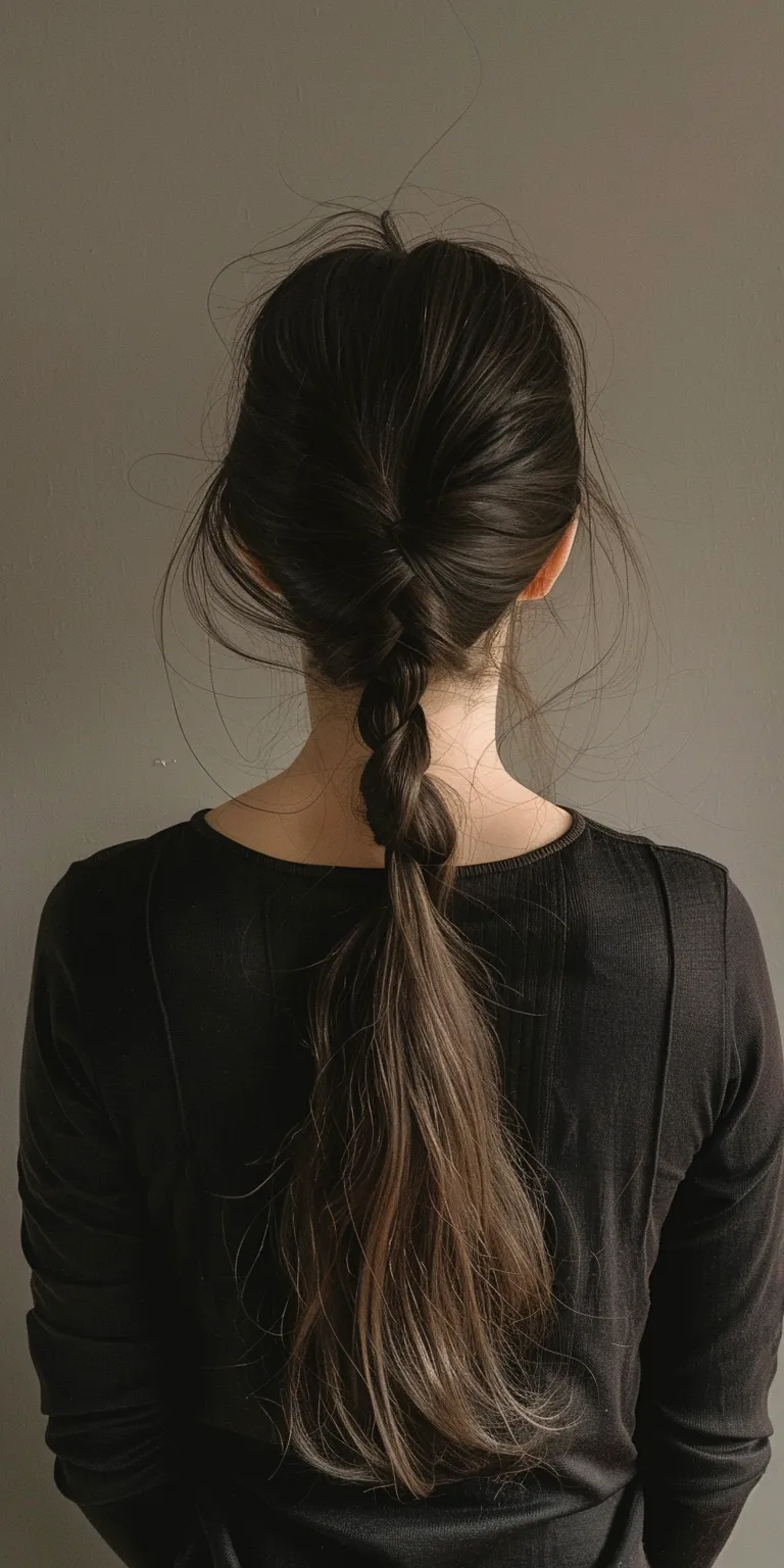 half ponytail French braid, Braid, twist, Chignon, Japanese women's hairstyles